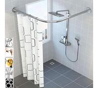 MZBDYYF Tringle à rideau de douche en forme de L, barre de rideau de douche incurvée, pour salle de bain et vestiaire, tringle de douche suspendue