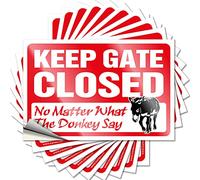 MZBS Lot de 10 autocollants amusants pour voitures avec inscription « Keep Gate Closed No Matter What The Donkey Say » pour homme (8 x 12 cm)