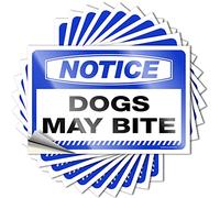 MZBS Lot de 10 autocollants pour voitures avec inscription « Dogs May Bite » (8 x 12 cm)