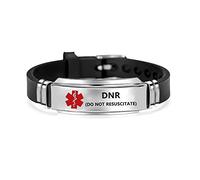 MZC Jewelry Bracelet en silicone réglable avec étiquette d'identification médicale - Bracelet de sport - Alerte de premiers secours - Étanche - Gravé au laser - Pour homme et femme, Acier inoxydable