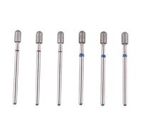 MZCMSL Lot de 6 forets à ongles cylindriques avec étui, forets de sécurité pour salon de manucure, tige 3/32 (fine + moyenne)