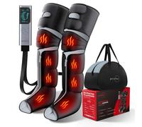 MZCNU Masseur de compression des jambes pour la circulation et le soulagement de la douleur, bottes de compression avec genou chauffant, 6 modes, 12 intensités, 3 minuteries, machine de récupération