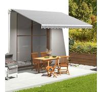 mzdioop Auvent anthracite blanc 4,5 x 3 m - Résistant aux UV - Imperméable - Résistant aux intempéries - Protection solaire - Pour jardin, terrasse, balcon, extérieur, auvent avec volant
