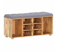 mzdioop Banc de couloir en bois massif Mango - 100 x 35 x 47 cm - Banc avec espace de rangement - 8 compartiments - Assise rembourrée - Poli et lasuré - Banc porte-manteau pour couloir, couloir