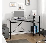 mzdioop Bureau avec étagère gris Sonoma - 135 x 50 x 90 cm - En bois et fer - Cadre stable - 3 étagères - Table de travail de style industriel pour bureau, bureau à domicile, chambre d'enfant