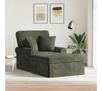 mzdioop Chaise longue verte avec coussin et jupe 157 x 91 x 91 cm Fauteuil de salon avec accoudoirs et dossier pour salon, chambre à coucher, détente, lecture, chaise longue ottomane