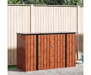 mzdioop Coffre de rangement de jardin marron en acier de 214 x 82 x 132 cm, verrouillable, résistant aux intempéries, idéal pour outils, vélo, tondeuse à gazon, espace de rangement sur terrasse