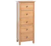 mzdioop Commode haute en bois massif de chêne 45 x 32 x 110 cm avec 5 tiroirs, buffet moderne pour salon, salle à manger, chambre à coucher, armoire de cuisine