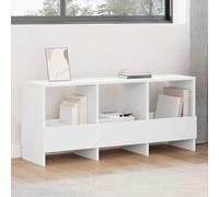mzdioop Étagère à revues blanche 102 x 30 x 45 cm avec porte-revues pour salon, bureau et entrée - Rangement solide en bois - Porte-catalogue élégant