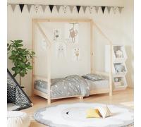 mzdioop Lit d'enfant 70 x 140 cm en bois de pin massif avec sommier à lattes, design rustique, convient aux tout-petits, avec cadre pour rideaux de lit, matériau naturel durable, idéal pour la chambre