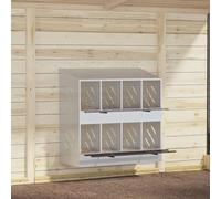 mzdioop Nichoir pour poules avec 8 compartiments en métal argenté galvanisé, durable, résistant aux intempéries, stable, enclos pour rongeurs, abri pour poules, design robuste, facile à nettoyer