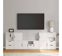 mzdioop ODDA Lot de 5 meubles de salon blancs en pin massif avec espace de rangement pour salon, chambre à coucher, 79 x 24 x 40 cm, meuble TV modulaire