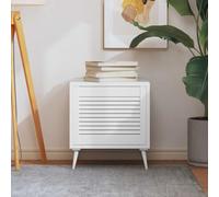 mzdioop Porte d'armoire design à lamelles blanches 39,5 x 49,4 cm en bois massif de pin pour meubles, façade, remplacement, montage, salle de bain, cuisine, couloir, salon, chambre à coucher, penderie
