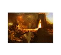 MZeer Thomas Cole Painter Works《Expulsion Moon And Firelight》Poster Art mural Impression sur toile Décoration d'intérieur Idée cadeau 50 x 75 cm