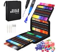 Mzh Art 120 marqueurs à pinceau à double extrémité, set de pinceaux avec pointe fine et pointe pinceau, stylo aquarelle avec étui, convient aux adultes et aux enfants pour colorier et dessiner