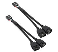 MZHOU Câble Extension USB 2.0 9 Broches, Interne Mâle vers Femelle, USB Splitter Carte mère 1 à 2, pour Contrôleurs RGB, Ventilateurs, Systèmes de Refroidissement (2 Pièces-16cm)