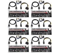 MZHOU Carte d'extension GPU PCIe Riser 1X à 16X avec câble d'extension USB 3.0 de 0,6 m et Cordon d'alimentation SATA 6 Broches pour Le minage de Bitcoin, Cryptocurrency et Ethereum (VER009S, 6 Pack)
