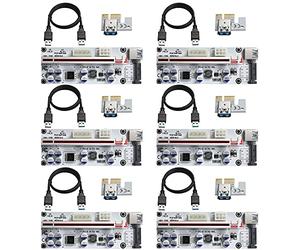 MZHOU PCIe 1X à 16X - Carte d'extension Graphique avec Câble d'Extension USB 3.0 de 0.6m pour Bitcoin Crypto Ethereum Mining (Blanc - 6 pcs)