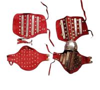 MZICXV Armure lamellaire en cuir de chevalier européen du XIIIe siècle - Ensemble de protège-bras et de jambières en cuir clouté(A)