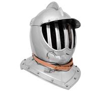 MZICXV Casque à visière à grille bordeaux du XVIIe siècle | Armure européenne complète avec doublure en tissu | Réplique historique et portable