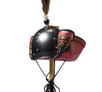 MZICXV Handmade Dynasty Replica Helmet | Bohai Folded Ear Steel Helm with Lamellar Neck Guard for Display, & Reenactment(Black)