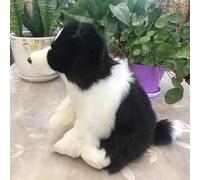 MZICXV Peluche Border Collie réaliste de 37 cm, Chien Noir et Blanc Tout Doux