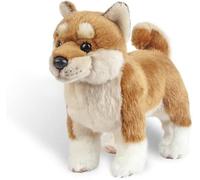 MZICXV Peluche Shiba Inu réaliste de 28 cm, Chien Shiba Inu Japonais Doux en Peluche, avec Queue bouclée(Brown)