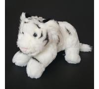 MZICXV Peluche Tigre Blanc réaliste de 9,4 Pouces, Tigre couché, Animal en Peluche Doux (Panthera tigrisssp.Tigris)