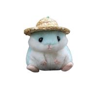 MZICXV Simulation de Petit Hamster en Peluche, poupée Portant Un Chapeau de Paille, Pendentif de Sac, Cadeau Doux et Mignon(Blue)