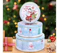 MZJAUVF 3PCS Boite Metal Noel, Boîtes à Biscuits de Noël, Boîtes à Biscuits avec Couvre, Boite a Biscuit Noel, Multifonctionnel Boites Biscuits, Boites Metal Biscuits pour Biscuits, Chocolat, Bonbons