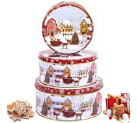 MZJAUVF Boîtes à Biscuits de Noël, 3PCS Boite Metal Noel, Boîtes à Biscuits avec Couvre, Boite a Biscuit Noel, Multifonctionnel Boites Biscuits, Boites Metal Biscuit pour Biscuits, Bonbons, Chocolat