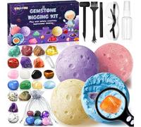 MZJAUVF Kit d'Excavation de Gemmes, 20 Cristaux et Pierres Précieuses, Archéologie Enfant pour 6 7 8 9 10 Ans, Kits Éducatifs de Sciences, Kits Excavation pour Idee Science Jouet Cadeau Garcon Enfant