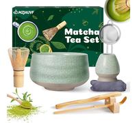 MZJAUVF Matcha Kit, 8 Pièces Kit Matcha Complet, Fouet Matcha, Bol Matcha, Cuillere Matcha, Stand, Serviette de Thé, Accessoires Matcha pour Les Amateurs Matcha, Cadeau pour Adapté Aux Débutants