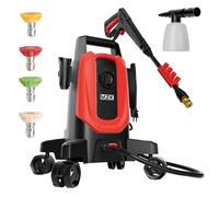 MZK Nettoyeur haute pression électrique, 3,0 GPM avec roues verrouillables à 360° et 4 buses à connexion rapide, canon à mousse pour un remplacement facile, nettoyage à haute pression des voitures