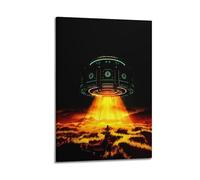 MZKSUERS Poster d'art sur toile avec OVNI atterrissant sur un avion extraterrestre - Affiches murales et image d'art moderne pour chambre à coucher (60 x 90 cm)