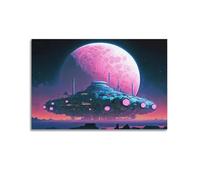 MZKSUERS Poster décoratif sur toile avec OVNI sur la lune - Affiches d'art et décoration murale moderne pour chambre à coucher - 50 x 75 cm