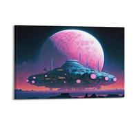 MZKSUERS Poster décoratif sur toile avec OVNI sur la lune - Décoration murale moderne pour chambre à coucher - 40 x 60 cm