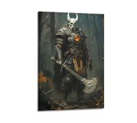 MZKSUERS Poster décoratif sur toile représentant le chevalier noir avec un masque de crâne - Poster décoratif sur toile pour chambre à coucher - 30 x 45 cm
