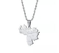 MZMZFFL Collier Bijoux Article Pays Venezuela Carte Pendentif Colliers Argent Couleur Or Bijoux Bijoux Vénézuélien Cadeau de Noël