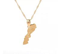 MZMZFFL Collier Bijoux Collier avec Pendentif Carte Maroc Couleur Or, Homme et Femme, Bijoux Carte Cadeau de Noël