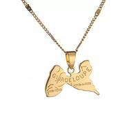 MZMZFFL Collier Bijoux Couleur Or Guadeloupe Carte Pendentif Collier France île Guadeloupe Carte chaîne Bijoux Cadeau de Noël