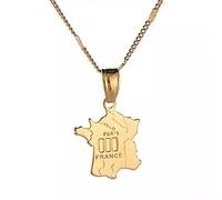 MZMZFFL Collier Bijoux Stars and Stripes Carte Pendentif Or Carte de France Collier Carte Bijoux Fantaisie Cadeau de Noël