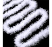 mzoLife Lot de 5 rubans en plumes blanches de 2 m pour sapin de Noël, ruban Boa pour décoration de sapin de Noël, guirlande pour fête ou mariage