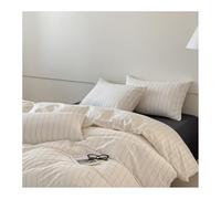 MZP Housse de Couette à Larges 200 x 230 cm Parure de lit à Rayures contemporaines Parure de Couette 4 pièces en Coton avec Duvet Cover Drap Housse 2 taies d'oreiller(Black,Queen)