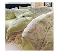 MZP Housse de Couette en Flanelle, Réversible Epaisse Douce Couverture en Polaire,Chaude pour Hiver Couverture - Duvet Cover,Drap Housse,Taies d'oreiller 4 Pièces(Groen,King)