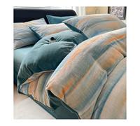MZP Housse de Couette en Flanelle, Réversible Epaisse Douce Couverture en Polaire,Chaude pour Hiver Couverture - Duvet Cover,Drap Housse,Taies d'oreiller 4 Pièces(Blauw,King)
