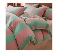 MZP Set Housse de Couette 200x230 cm Coton parures de lit 4 Pièces Réversible avec Fermetures éclair à Carreaux à Rayures Duvet Cover Drap Housse Taies d'oreiller(Stripe D,Queen)