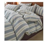 MZP Set Housse de Couette 200x230 cm Coton parures de lit 4 Pièces Réversible avec Fermetures éclair à Carreaux à Rayures Duvet Cover Drap Housse Taies d'oreiller(Stripe B,King)