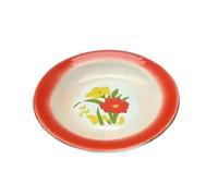 MZPOZB Assiette en fer émaillé, plateau rond de rangement for aliments à l'ancienne, style chinois, thème nostalgique, collation(Red-14cm)