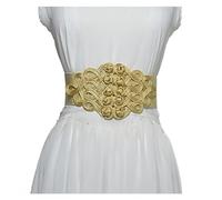 MZPOZB Ceinture Décorative Dames Élastique Or Argent ceinture Bande Stretch Fleur Décoratif Large Ceintures En Cuir for Les Femmes Ceintures Femme (Size : L(75cm), Color : 923 Gold)